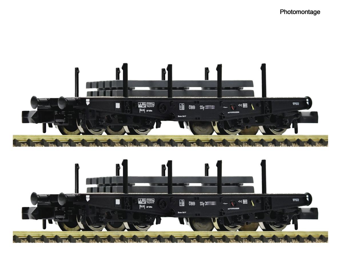 FLEISCHMANN 6660134 SCHWERLAST-FLACHWAGEN ÖBB SSY / SET MIT 2 WAGEN