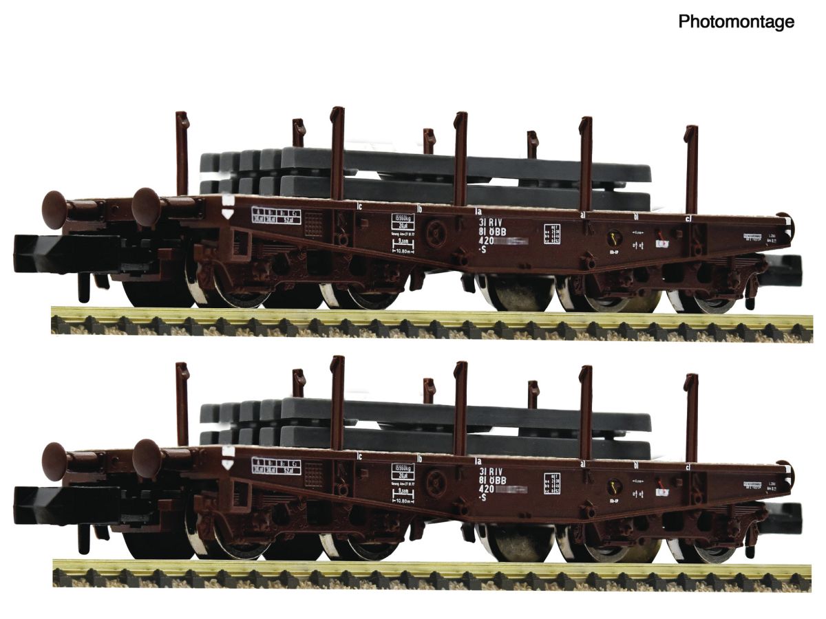 FLEISCHMANN 6660135 SCHWERLAST-FLACHWAGEN ÖBB S / SET MIT 2 WAGEN