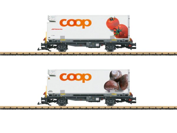 LGB 45888 RhB Containerwagen Set “coop Tomaten / Champignon“