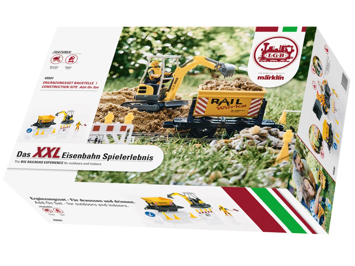 LGB 49501 ERGÄNZUNGSSET BAUSTELLE MIT KIPPLORENWAGEN "RAIL WORKS"