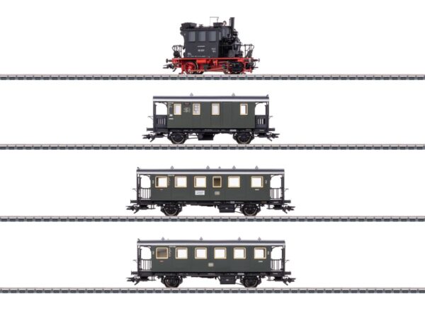 MÄRKLIN 26619 ZUGPACKUNG SPALTER BOCKL MIT GLASKASTEN DB 98.3 / SET MIT LOK UND 3 WAGEN