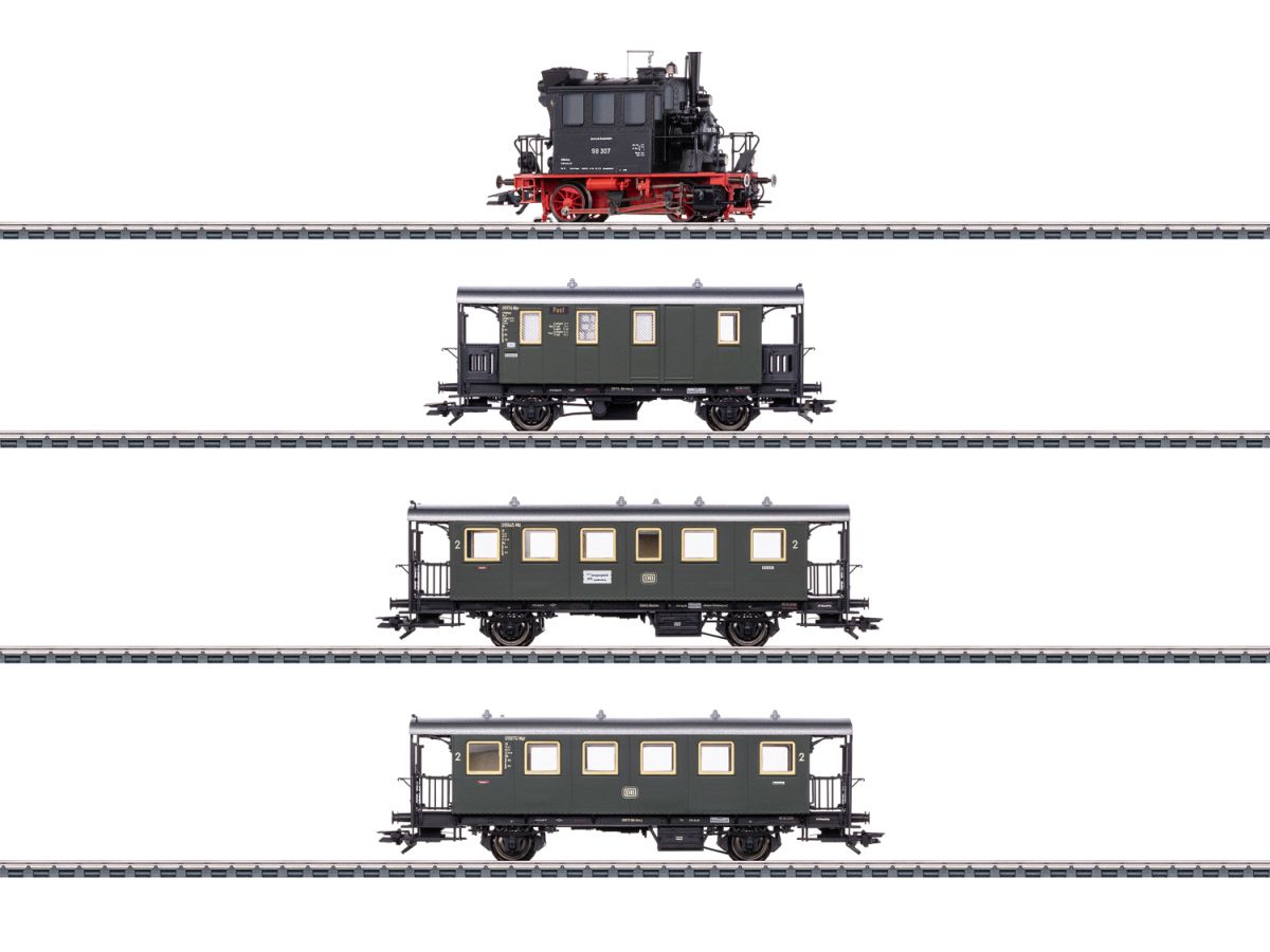 MÄRKLIN 26619 ZUGPACKUNG SPALTER BOCKL MIT GLASKASTEN DB 98.3 / SET MIT LOK UND 3 WAGEN