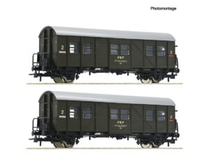 ROCO 6200195 BEHELFSPERSONENWAGEN PKP BTI / SET MIT 2 WAGEN