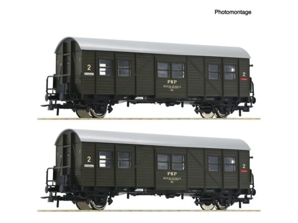 ROCO 6200195 BEHELFSPERSONENWAGEN PKP BTI / SET MIT 2 WAGEN