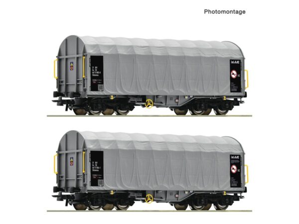 ROCO 6600144 SCHIEBEPLANENWAGEN CD SHIMMNS / SET MIT 2 WAGEN