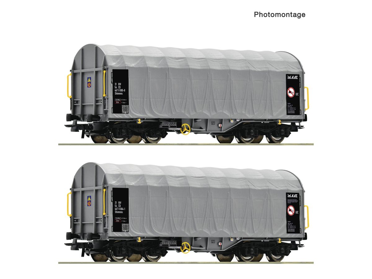 ROCO 6600144 SCHIEBEPLANENWAGEN CD SHIMMNS / SET MIT 2 WAGEN
