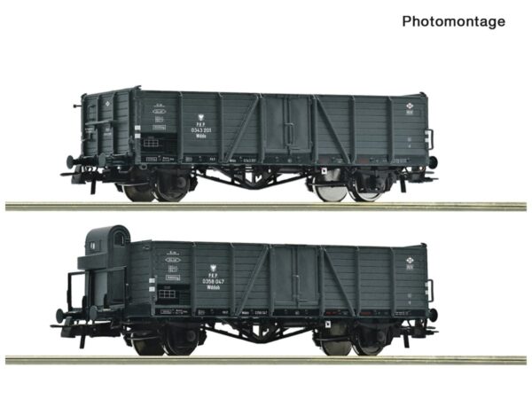 ROCO 6600216 OFFENE GÜTERWAGEN „VILLACH“ PKP / SET MIT 2 WAGEN