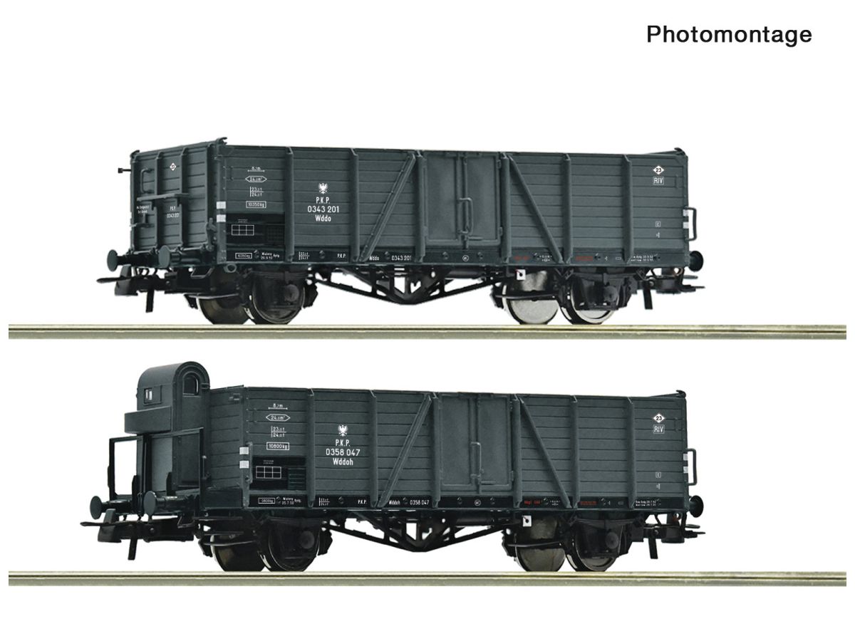 ROCO 6600216 OFFENE GÜTERWAGEN „VILLACH“ PKP / SET MIT 2 WAGEN