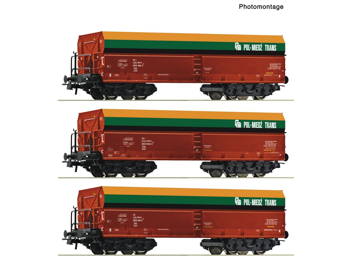 ROCO 6600218 SELBSTENTLADEWAGEN PMT FALS / SET MIT 3 WAGEN
