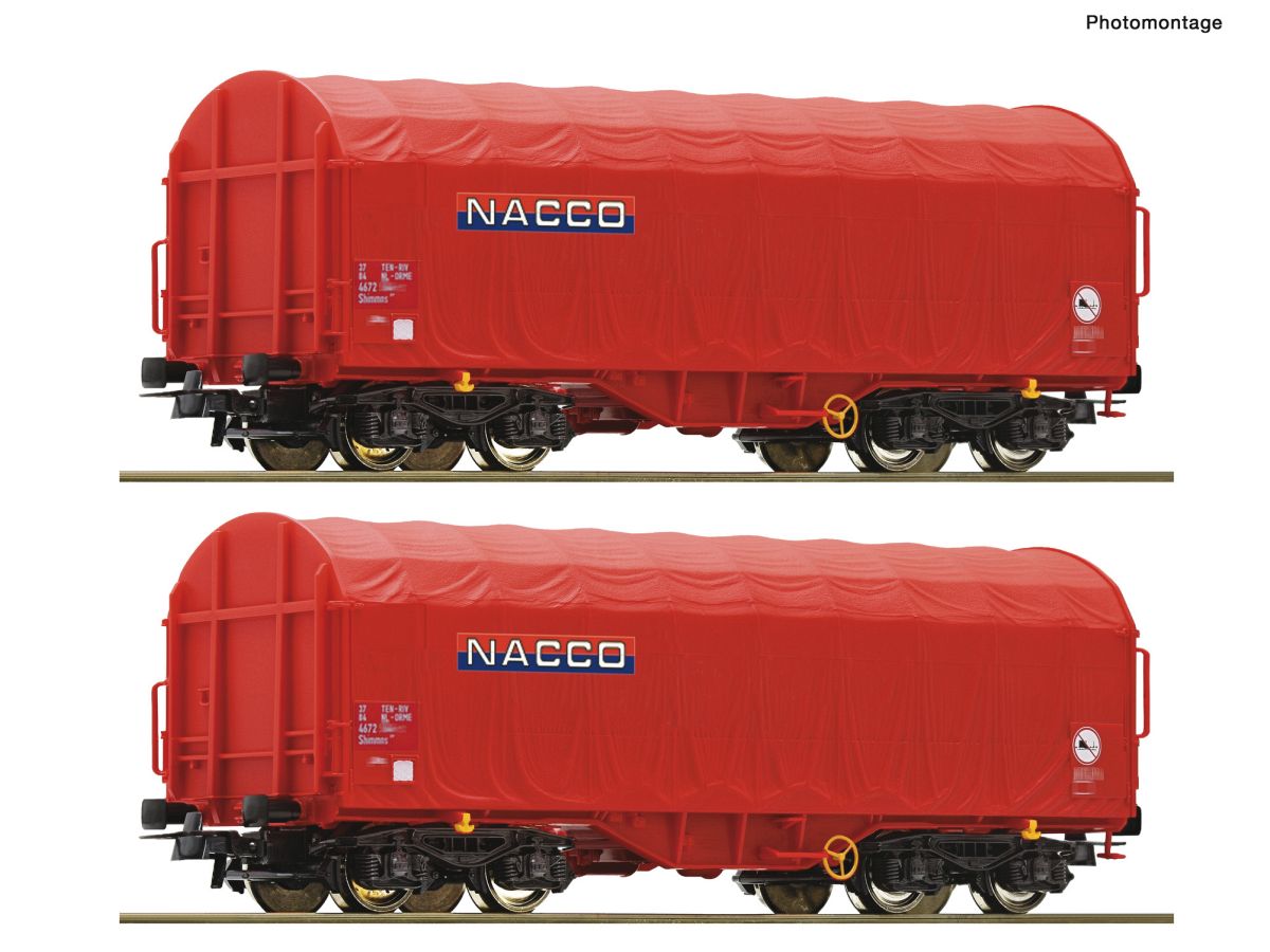 ROCO 6600226 SCHIEBEPLANENWAGEN NACCO SHIMMNS / SET MIT 2 WAGEN