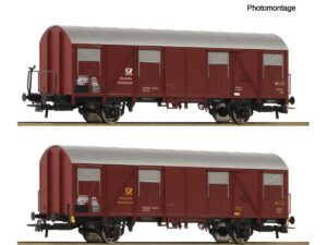 ROCO 6600248 GEDECKTE POSTGÜTERWAGEN DBP / SET MIT 2 WAGEN