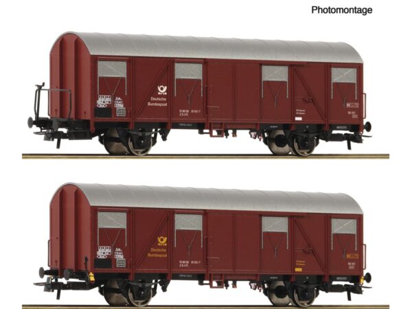 ROCO 6600248 GEDECKTE POSTGÜTERWAGEN DBP / SET MIT 2 WAGEN