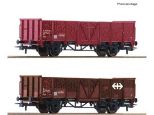 ROCO 77034 OFFENE GÜTERWAGEN SBB E UND ES (VERBEULT) / SET MIT 2 WAGEN