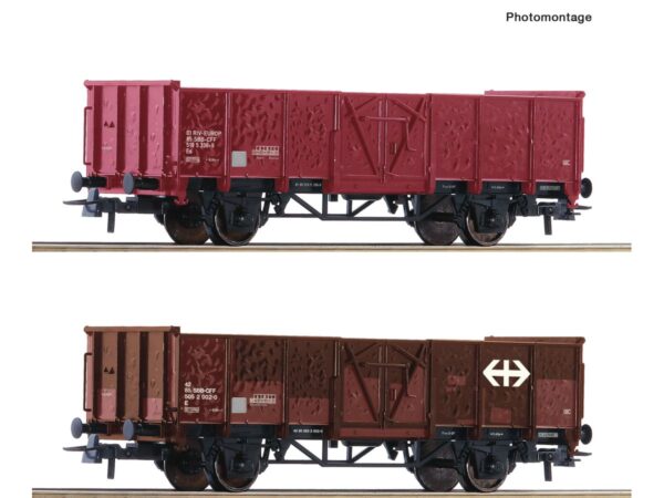 ROCO 77034 OFFENE GÜTERWAGEN SBB E UND ES (VERBEULT) / SET MIT 2 WAGEN