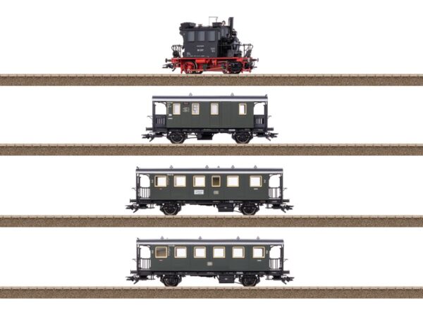 TRIX 21229 ZUGPACKUNG SPALTER BOCKL MIT GLASKASTEN DB 98.3 / SET MIT LOK UND 3 WAGEN