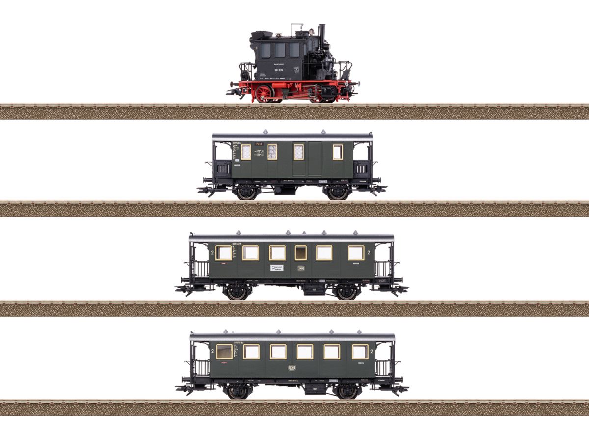 TRIX 21229 ZUGPACKUNG SPALTER BOCKL MIT GLASKASTEN DB 98.3 / SET MIT LOK UND 3 WAGEN